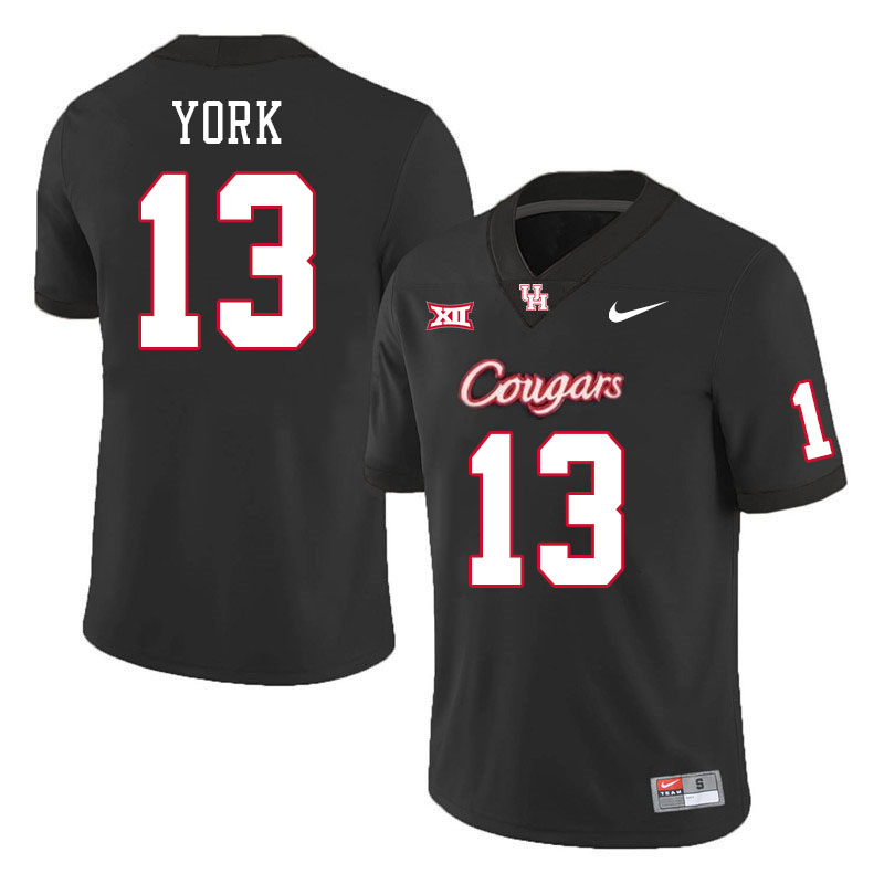 Men #13 Jayden York Houston Cougars College Football Jerseys Stitched-Black